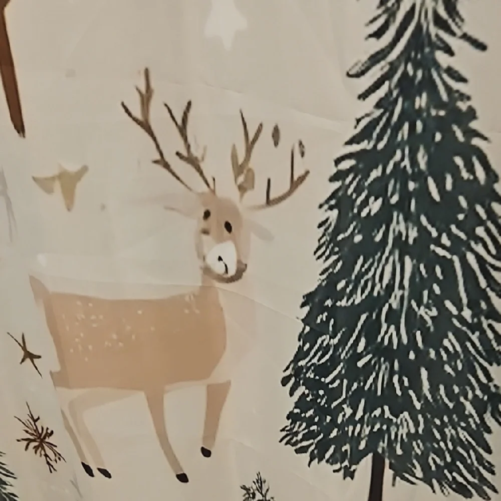 Festive Reindeer and Tree Shower Curtain